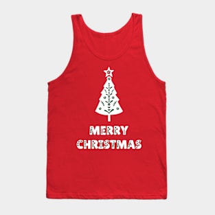 Scandinavian Christmas Tree, Red Green White Tank Top